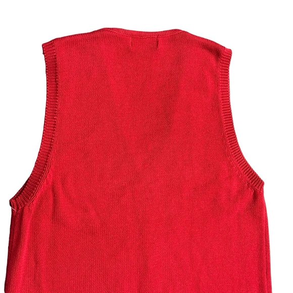 Vintage Eddie Bauer Womens M Red Sweater Button Vest Embroidered Cottagecore y2k - Picture 5 of 15